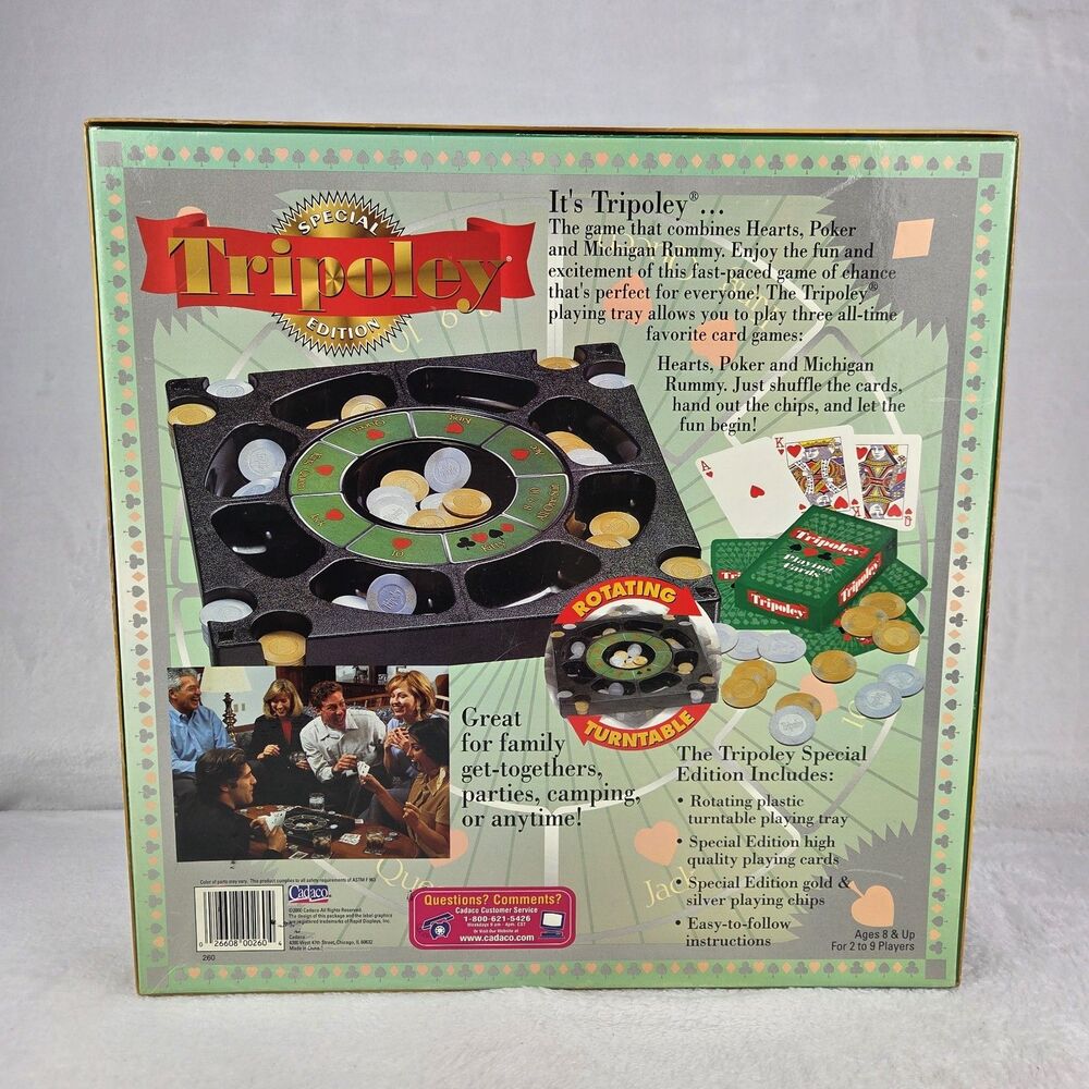 Tripoley Special Edition Rotating Turntable Card Game Cadaco 2000 Complete - Picture 13 of 15